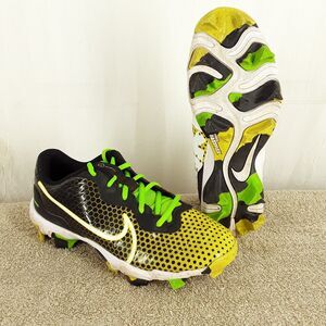 NIKE Baseball Cleats Youth size 6Y, Alpha Huarache Kids Shoes black yellow green